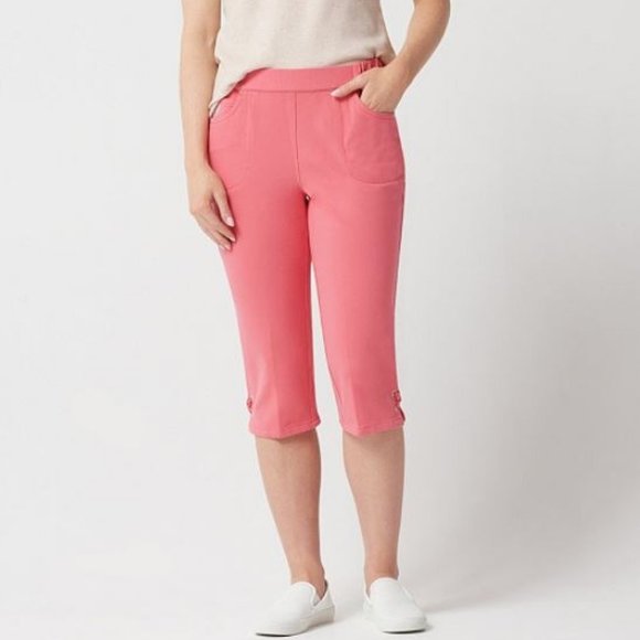 Quacker Factory Pants - Pedal Pusher w/ Grommet and Lace Up Detail 424